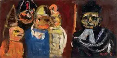 Guido Pajetta, Figure (tra giudice e gendarme), 1962, oil on canvas