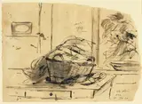 Filippo de Pisis, Natura morta con cesto, 1929, ink on paper