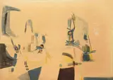 Sergio Romiti, Composizione, 1954, mixed media on paper applicata on canvas