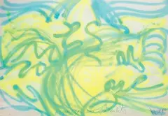 Jean Messagier, Hommage aux pissenlits, 1970, mixed media on paper applicata on compensato