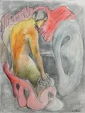 Sandro Chia, Senza titolo, 1998, mixed media on paper applicata on canvas