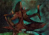 Tre uccelli by Gianni Dova, 1968, oil on canvas, offered Dec 2011