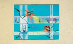 Frank Moore, Skywalk, 1989, oil and mixed media on canvas tesa on panel
