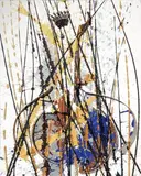 Arman, Senza titolo, 2002, acrylic and chitarra portoghese sezionata on canvas tesa on panel