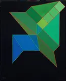 Achille Perilli, L'alba del dromedario, 2005, mixed media on canvas