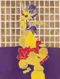 Remo Bianco, Natura morta con fiori, 1975, oil and mixed media on cardboard