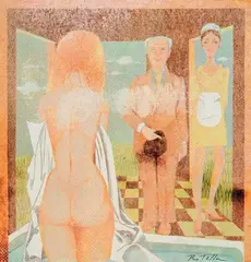 Interno by Rotella, 1973, effaçage on paper applicata on canvas, offered Dec 2011