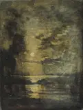 Théophile de Bock, Paesaggio al chiaro di luna, oil on canvas
