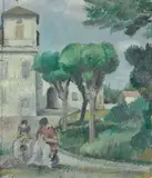 Bruno Innocenti, Cucitrici a Porta Romana, 1930, oil on cardboard