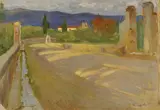 Giuseppe Fraschetti, Strada di campagna, 1900, oil on cardboard