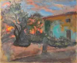 Il giardino del Treppiede by Elisabeth Chaplin, 1950, oil on cardboard, offered Oct 2011