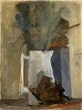 Vaso con fiori by Mario Marcucci, oil on cardboard, offered Oct 2011