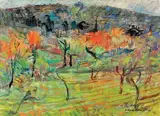 Vittorio Nomellini, Paesaggio, oil on cardboard