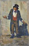 Luigi Michelacci, L'attore, oil on cardboard