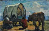 Luigi Michelacci, Zingari, oil on canvas