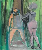 Due figure by Mino Maccari, oil on canvas board, offered May 2011