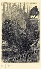 Piazza del Duomo by Umberto Boccioni, 1908, etching, offered May 2011