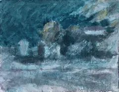 Spiaggia notturna by Ardengo Soffici, watercolour on paper applicata on canvas, offered May 2011