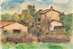 Paese by Ardengo Soffici, 1962, watercolour on paper, offered May 2011