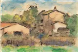 Ardengo Soffici, Paese, 1962, watercolour on paper