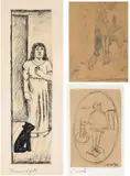Carlo Carrà, Lotto di tre disegni: «L'ovale», «La casa dell'amore» e «Donna col gatto»