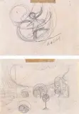 Giacomo Balla, «Studio per paesaggio» e «Bambina con cerchio», 1916, pencil on paper