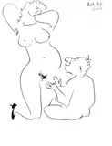 Femme et nain by Pablo Picasso, 1953, ink on paper, offered May 2011