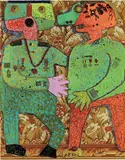 Enrico Baj, Top secret, 1972, mixed media on paper