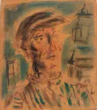 Filippo de Pisis, Testa d'uomo, 1948, watercolour on paper