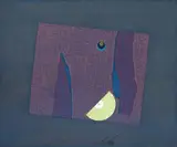 Sergio Dangelo, La luna sul cuscino, pittura and collage on masonite