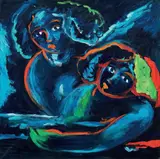 Mimmo Germana, Due donne, 1989, oil on canvas