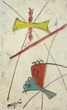 Piero Maggioni, Due entità, 1971, mixed media on panel