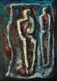 Pippo Oriani, Presenza umana e struttura morfologica, 1967, mixed media on canvas