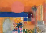 Bruno Saetti, Paesaggio col sole, 1969, oil on canvas