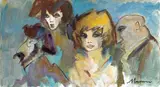 Figure by Mino Maccari, oil on canvas board, offered May 2011