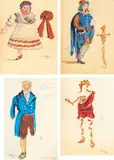 Alberto Savinio, Lotto di quattro bozzetti per costumi teatrali