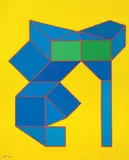 Achille Perilli, Il giallo sornione, 2006, mixed media on canvas