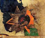 Uccello in un fiore by Gianni Dova, 1967, oil on canvas, offered May 2011