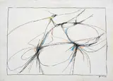 Achille Perilli, Senza titolo, 1965, ink and pastelli on paper applicata on canvas