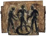 Testimoni occulti by Bruno Ceccobelli, mixed media on canvas tesa on panel, offered May 2011