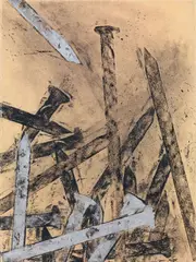 Accumulazione I by Franco Ionda, 1992, cera and alluminio on paper applicata on canvas, offered May 2011