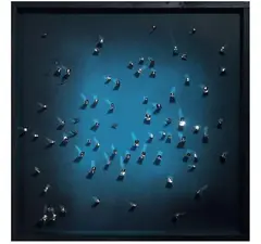 Reflex blu by Franco Costalonga, 2002, mixed media on cardboard, offered May 2011