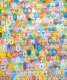 Alighiero Boetti, Faccine colorate, 1979, stampa in offset and mixed media on paper