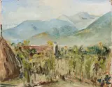 Bruno Innocenti, Paesaggio toscano, 1952, oil on cardboard