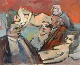 Figure by Mino Maccari, 1971, oil on compensato, offered Apr 2011