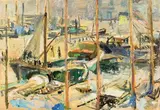 Darsena by Mario Marcucci, oil on panel, offered Apr 2011