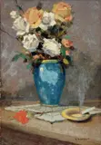 Rose bianche by Renato Natali, oil on faesite, offered Apr 2011