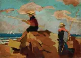 Pescatori by Renato Natali, oil on panel, offered Apr 2011