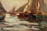 Darsena by Carlo Domenici, oil on compensato, offered Apr 2011