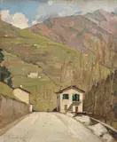 Paesaggio apuano by Eugenio Carraresi, oil on panel, offered Apr 2011